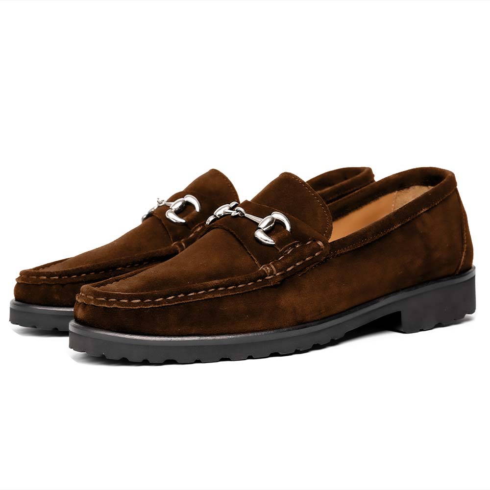 Alan Payne Wharton Suede Bit Loafers Brown