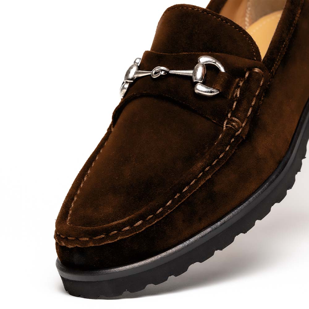 Alan Payne Wharton Suede Bit Loafers Brown
