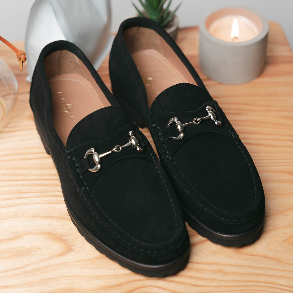 Alan Payne Wharton Suede Bit Loafers Black