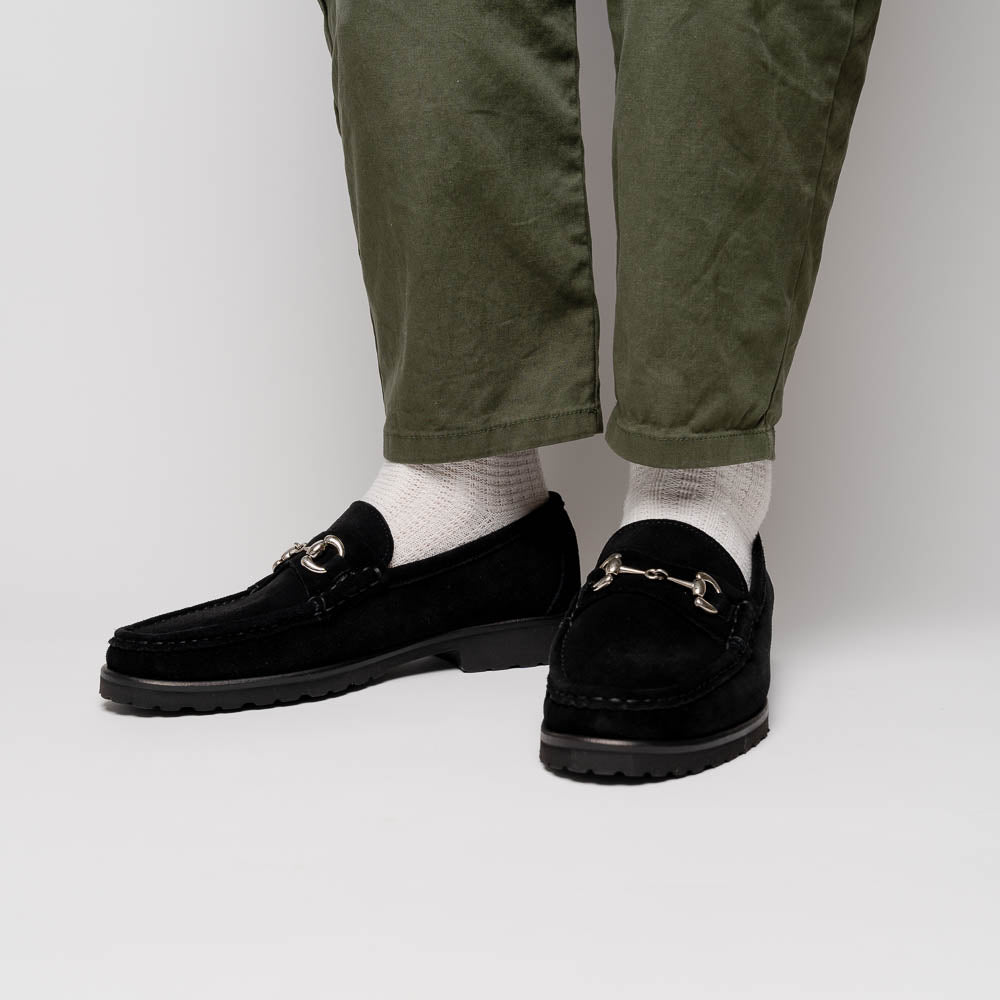 Alan Payne Wharton Suede Bit Loafers Black