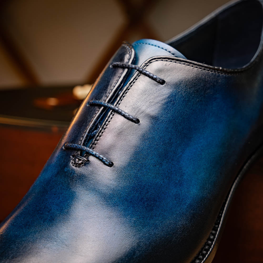 Harris Shoes 1913 Leather Wholecut Oxfords Blue