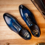 Harris Shoes 1913 Leather Wholecut Oxfords Blue
