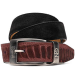 Marco Di Milano Sueded Ostrich & Suede Belt Wine / Black