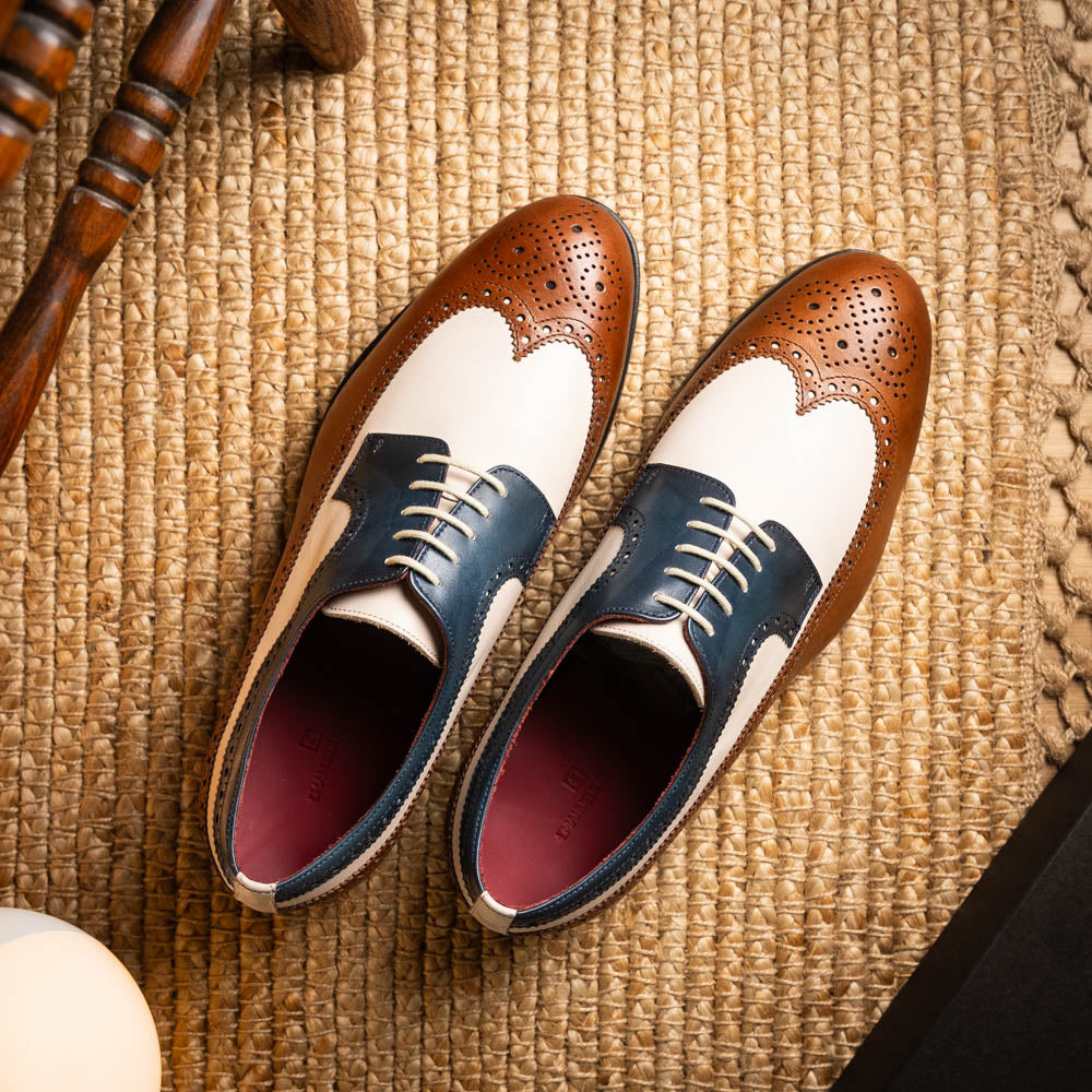 Emanuele Sempre Longwing Blucher Derby Brown / Navy / Beige