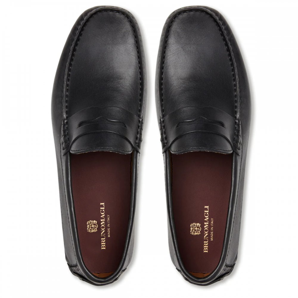 Bruno Magli Xane Casual Leather Slip-on Driving Moccasin Black