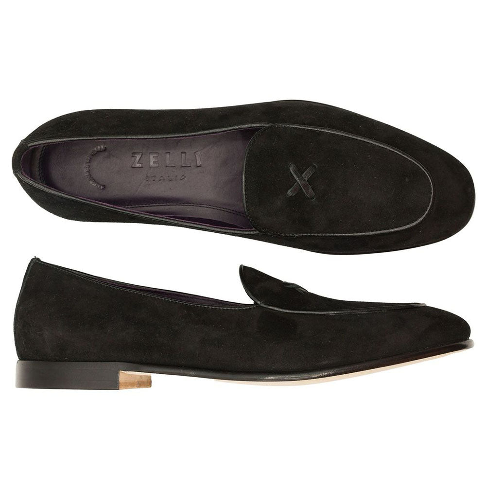 Zelli X Sueded Italian Goatskin Loafer Black (16-681-BLK)