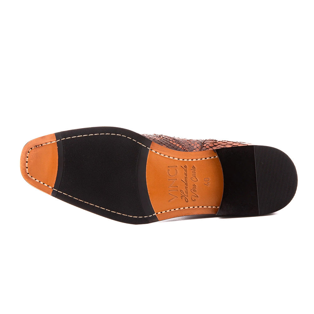 Vinci Leather The Boss Tan Python Snk Zip-up Leather Boot Limited Edition
