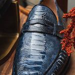Mauri 4323 Ostrich Leg Loafers White/Blue (Special Order)