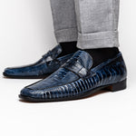 Mauri 4323 Ostrich Leg Loafers White/Blue (Special Order)