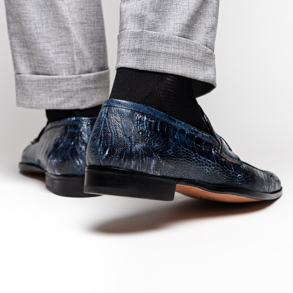 Mauri 4323 Ostrich Leg Loafers White/Blue (Special Order)