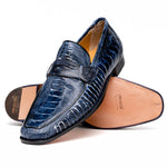 Mauri 4323 Ostrich Leg Loafers White/Blue (Special Order)