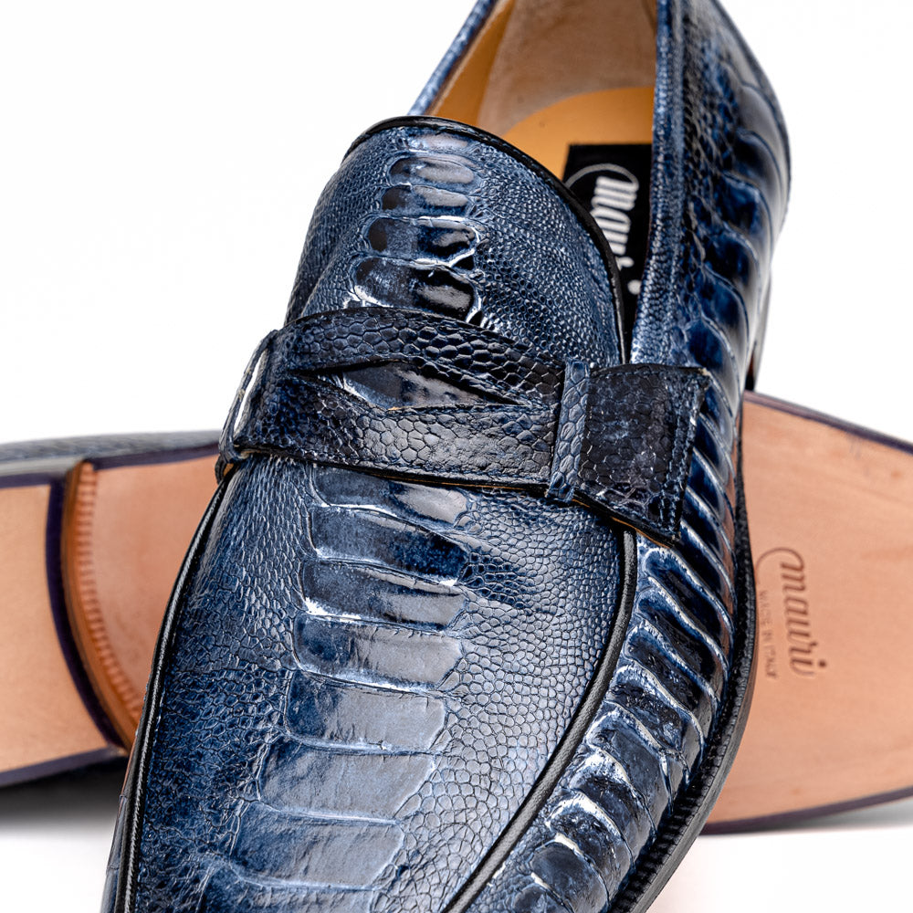 Mauri 4323 Ostrich Leg Loafers White/Blue (Special Order)