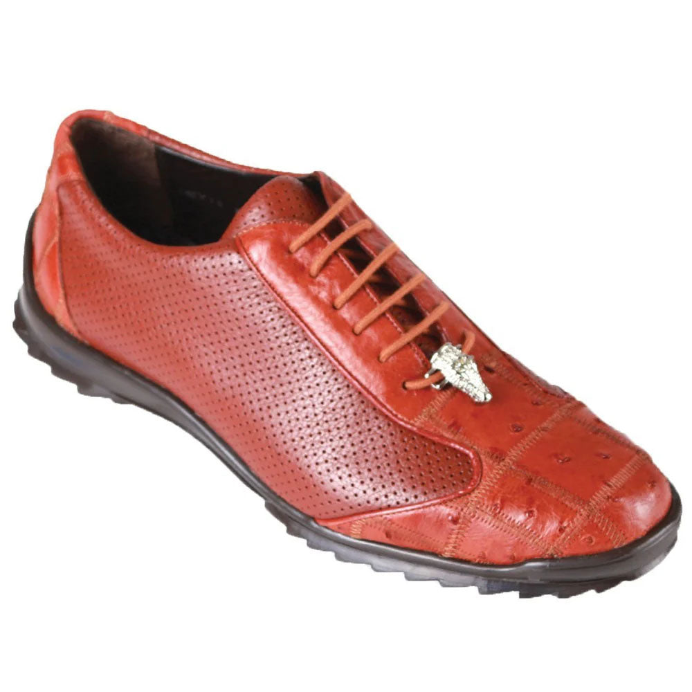 Los Altos Ostrich Patchwork Sneakers Cognac