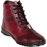 Los Altos Ostrich Leg High Top Sneakers Burgundy