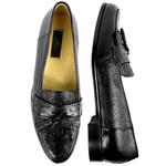 Zelli 436 Ostrich Fringe Tassel Loafers Black
