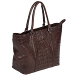 Zelli Allison Genuine Alligator Tote Bag Brown