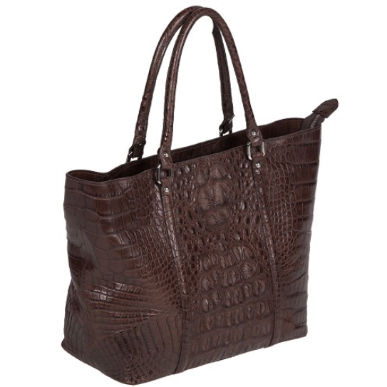 Zelli Allison Genuine Alligator Tote Bag Brown