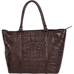 Zelli Allison Genuine Alligator Tote Bag Brown
