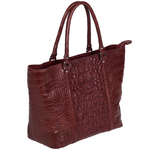 Zelli Allison Genuine Alligator Tote Bag Burgundy
