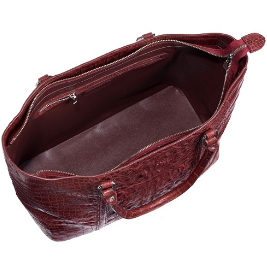 Zelli Allison Genuine Alligator Tote Bag Burgundy