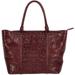 Zelli Allison Genuine Alligator Tote Bag Burgundy