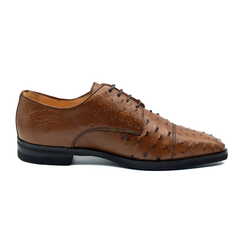 Zelli Andrea Ostrich Cap Toe Shoes Brandy (23-538-BDY)
