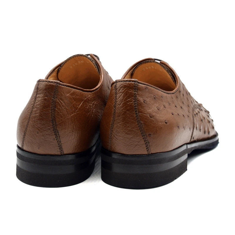 Zelli Andrea Ostrich Cap Toe Shoes Brandy (23-538-BDY)