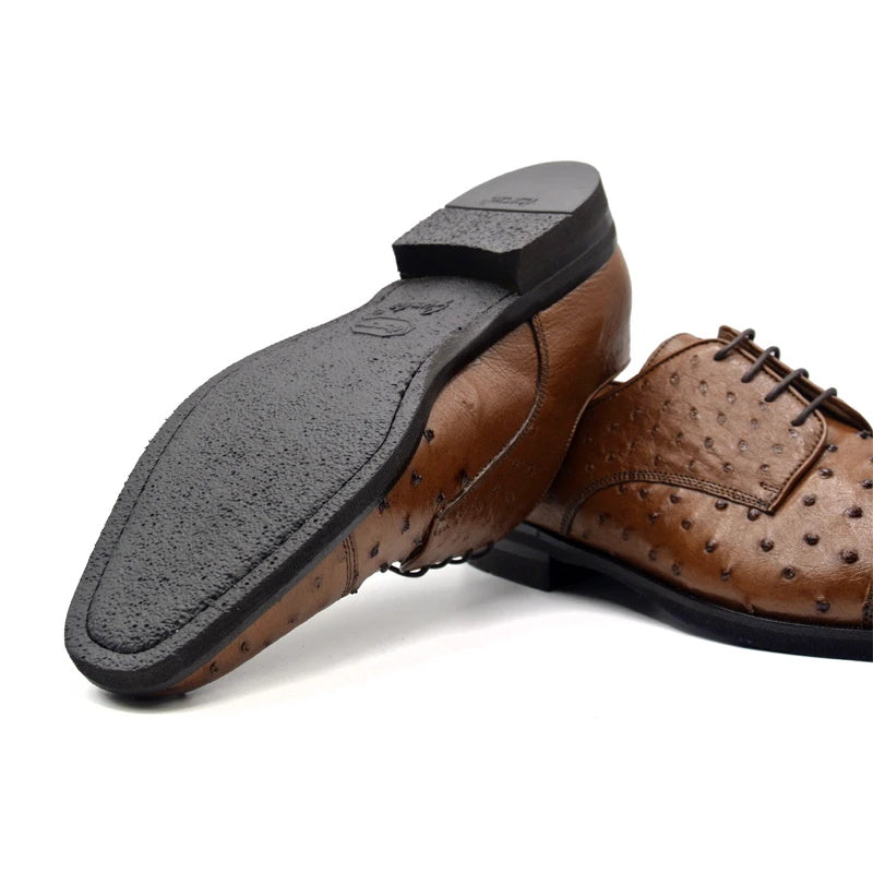 Zelli Andrea Ostrich Cap Toe Shoes Brandy (23-538-BDY)
