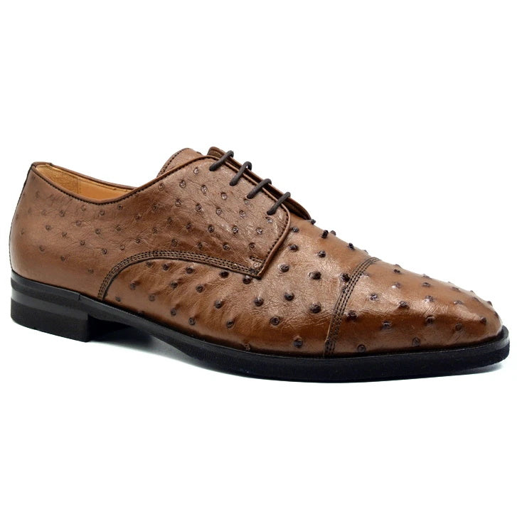 Zelli Andrea Ostrich Cap Toe Shoes Brandy