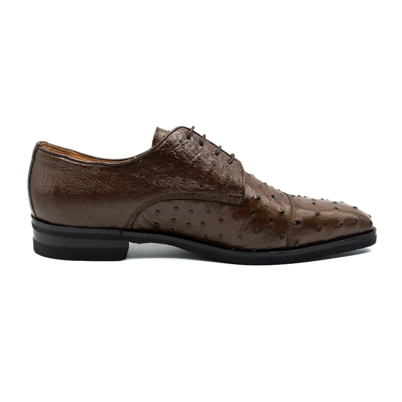 Zelli Andrea Ostrich Cap Toe Shoes Brown (23-538-BRN)