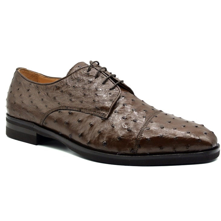 Zelli Andrea Ostrich Cap Toe Shoes Brown