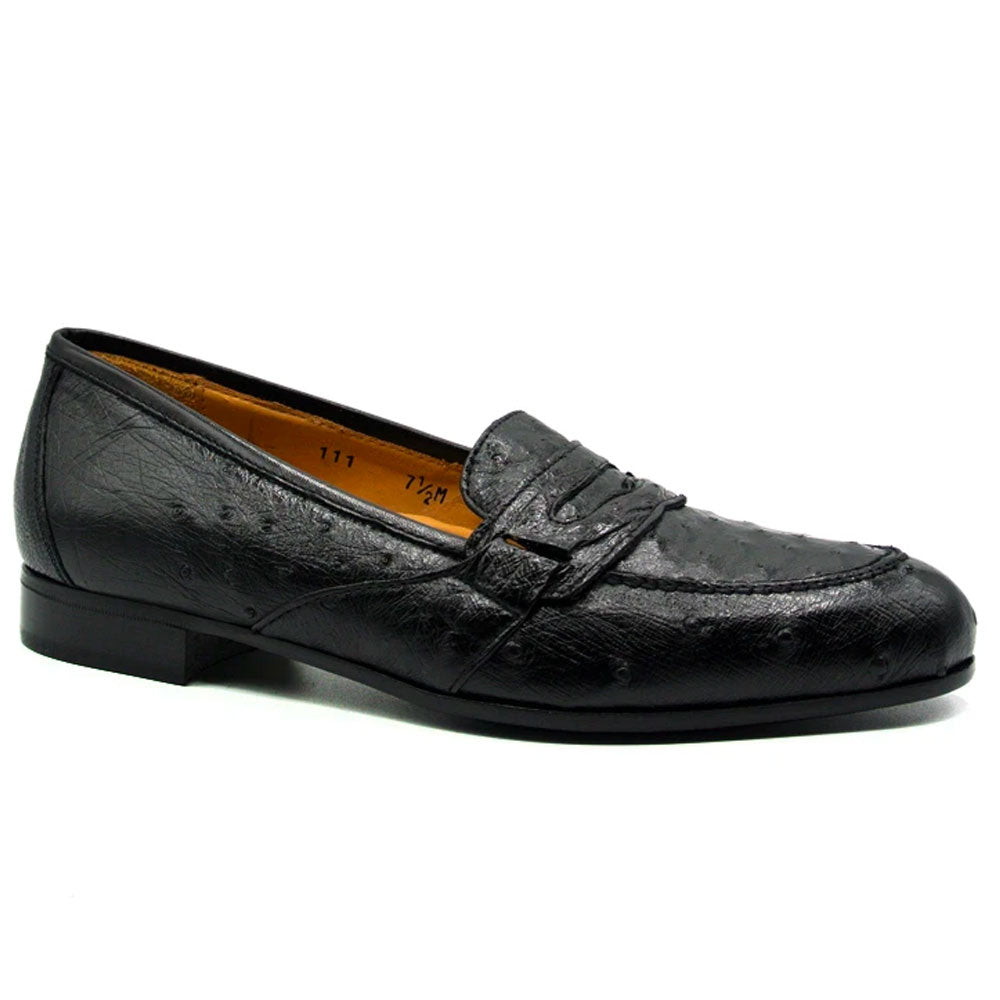 Zelli Angelo Genuine Ostrich Loafers Black