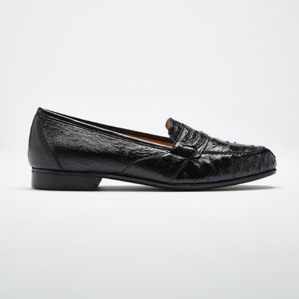 Zelli Angelo Genuine Ostrich Loafers Black
