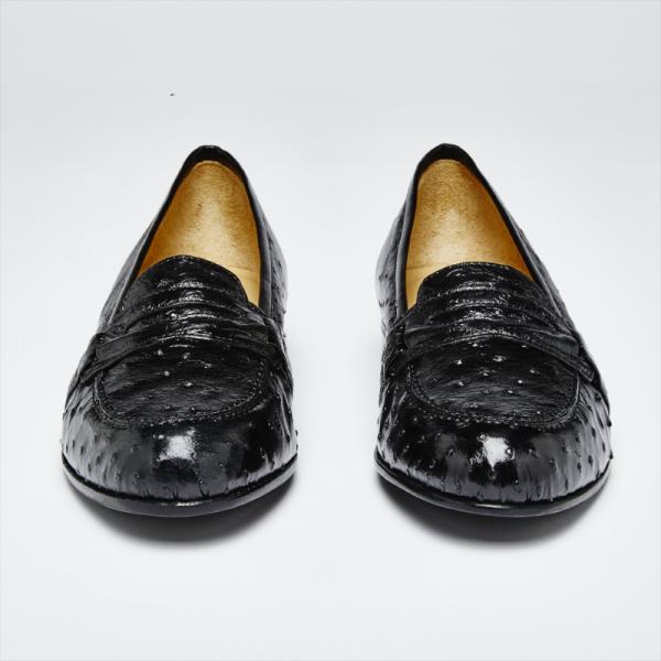 Zelli Angelo Genuine Ostrich Loafers Black