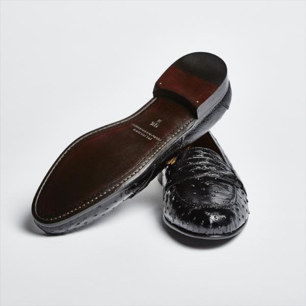 Zelli Angelo Genuine Ostrich Loafers Black