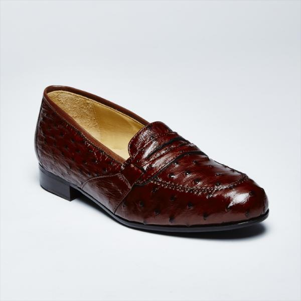 Zelli Ostrich Penny Loafers Brown