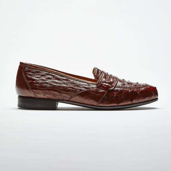 Zelli Ostrich Penny Loafers Brown