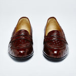 Zelli Ostrich Penny Loafers Brown