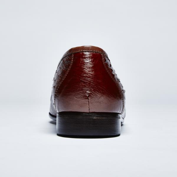 Zelli Ostrich Penny Loafers Brown