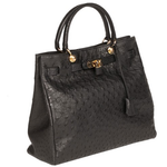 Zelli Anna Genuine Ostrich Tophandle Handbag Black