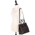 Zelli Anna Genuine Ostrich Tophandle Handbag Black