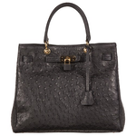 Zelli Anna Genuine Ostrich Tophandle Handbag Black