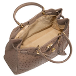 Zelli Anna Genuine Ostrich Tophandle Handbag Mushroom