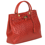 Zelli Anna Genuine Ostrich Tophandle Handbag Red