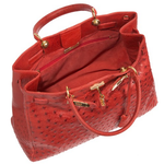 Zelli Anna Genuine Ostrich Tophandle Handbag Red
