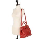 Zelli Anna Genuine Ostrich Tophandle Handbag Red