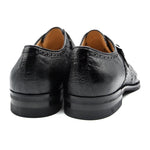 Zelli Antonio Ostrich Monk Strap Shoes Black