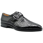 Zelli Antonio Ostrich Monk Strap Shoes Black