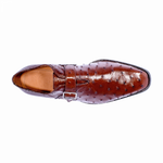 Zelli Antonio Ostrich Monk Strap Shoes Brown