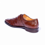 Zelli Antonio Ostrich Monk Strap Shoes Brown